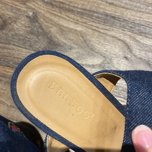 Bamboo Denim Patch Wedges - Picture 3 of 4